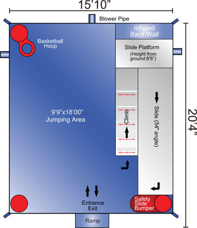 Floor Plan for our c4 Modular bounce house rental